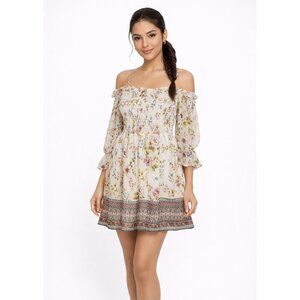 Salo La Fille Floral Smocked Off-Shoulder Mini Dress Size M | Boho Cute Spring C